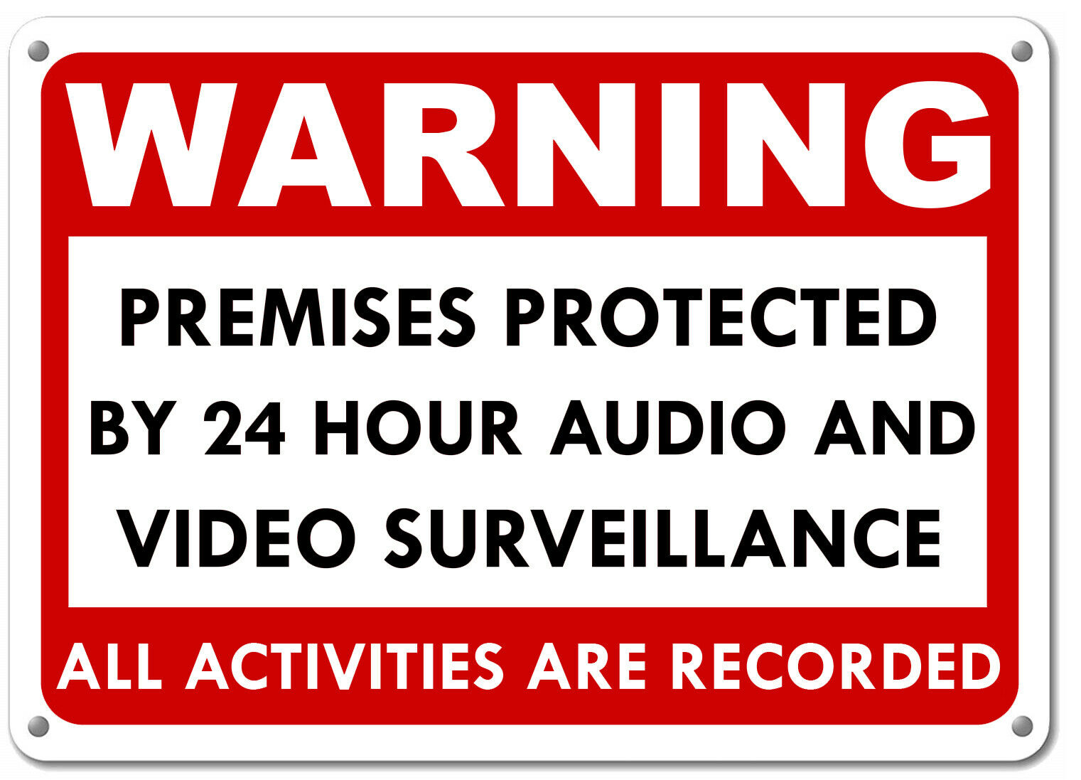 Warning These Premises Under 24 Hour Video Surveillance Security Cctv Red Sign