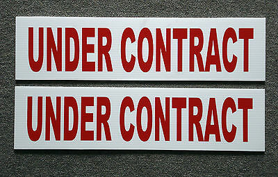 (2) Under Contract 6 X 24 Real Estate Sign Riders 2 Sided Outdoor New Free Ship
